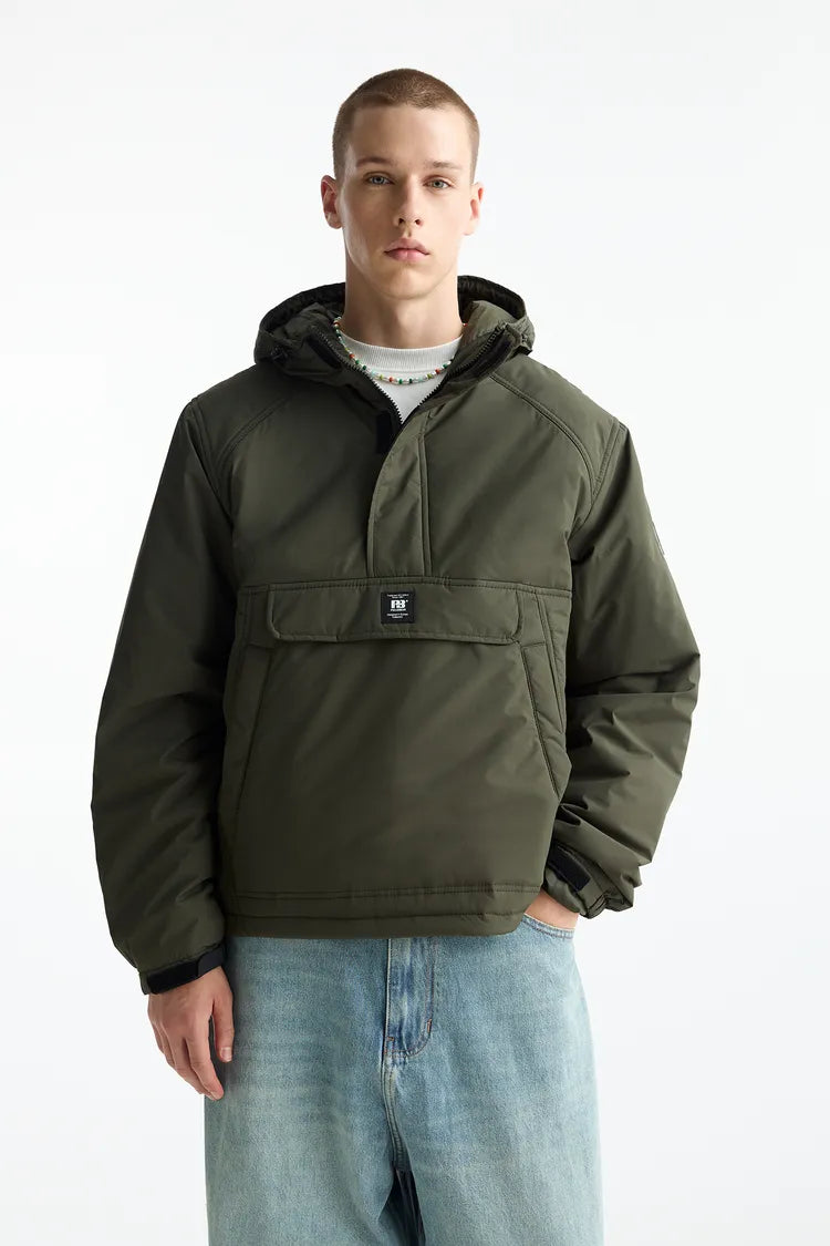 ジャケット・アウター fur docking multi pocket hooded coat Jacket with pouch pocket and logo – Wild Clothing